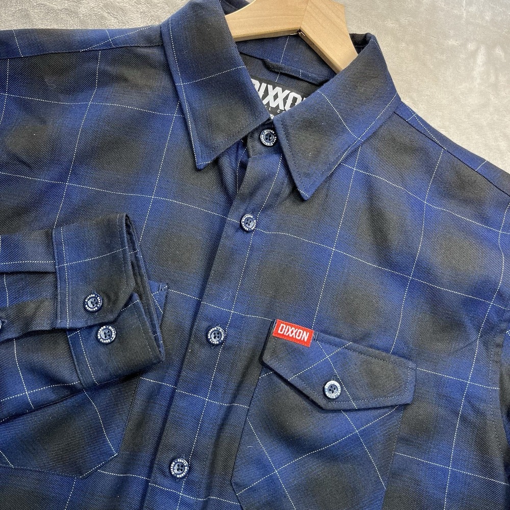Dixxon Flannel Shirt Mens L The Purpose Black Plaid Long Sleeve